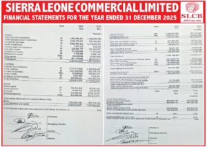 SIERRA LEONE COMMERCIAL BANK FINANCIAL STATEMENT FOR THE YEAR ENDED 31ST DECEMBER, 2025